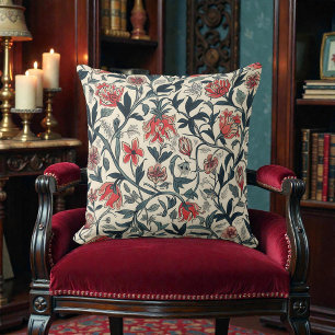 Cojín Decorativo Vintage William Morris Antiguo Verde Oliva Floral