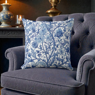 Cojín Decorativo Vintage William Morris Floral Azul