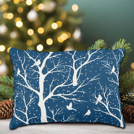 Cojín Decorativo Vintage Winter Sky White Birds Snowflakes