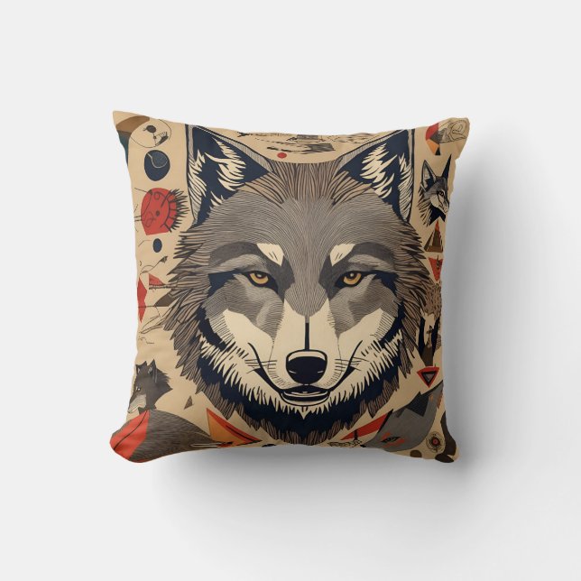 Cojín Decorativo vintage wolf  (Anverso)