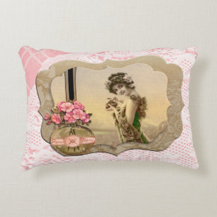 Cojín Decorativo VintageBeauty enmarcó el tapetito rosado