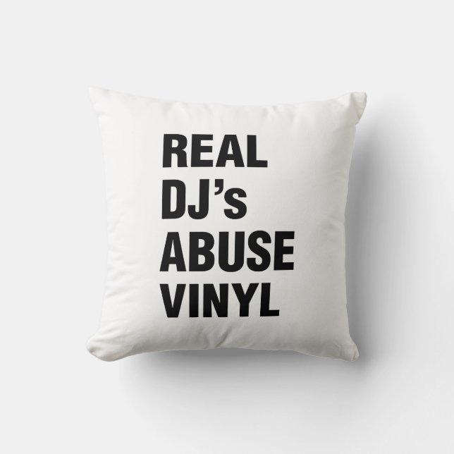 COJÍN DECORATIVO VINYL DE ABUSO DE DJ REAL (Anverso)