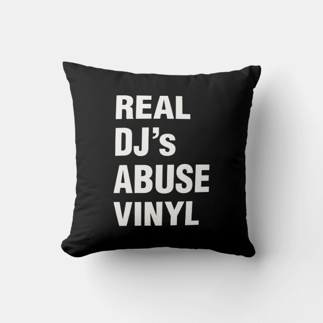 COJÍN DECORATIVO VINYL DE ABUSO DE DJ REAL (Anverso)