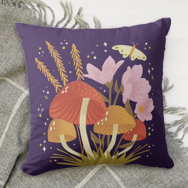 Cojín Decorativo Violet Mushroom Floral (Subido por el creador)