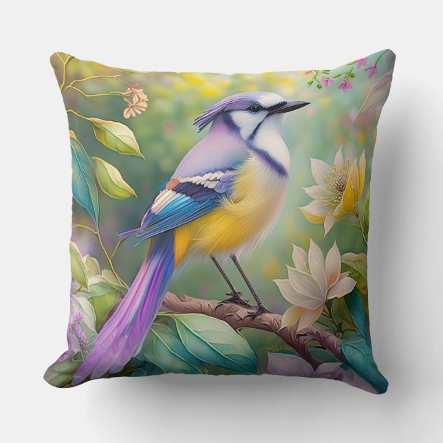 Cojín Decorativo Violet Tufted Jay Fantasy Bird (Anverso)