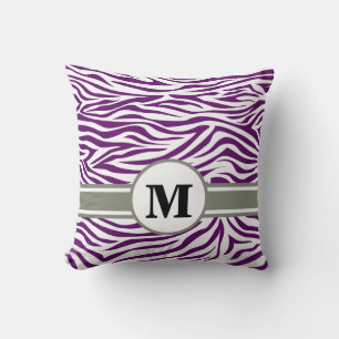 Cojín Decorativo Violeta Africana Safari Cebra con Monograma