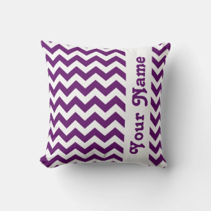Cojín Decorativo Violeta africana Safari Chevron con texto personal