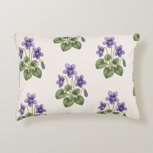 Cojín Decorativo Violeta Botánica, Flor de Nacimiento de Febrero