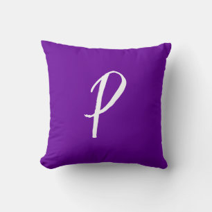 Cojín Decorativo Violeta Brillante Púrpura Monogramado