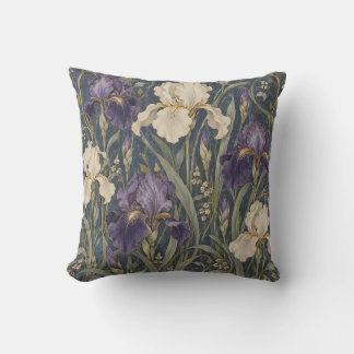 Cojín Decorativo Violeta Iris de Marfil Art Nouveau