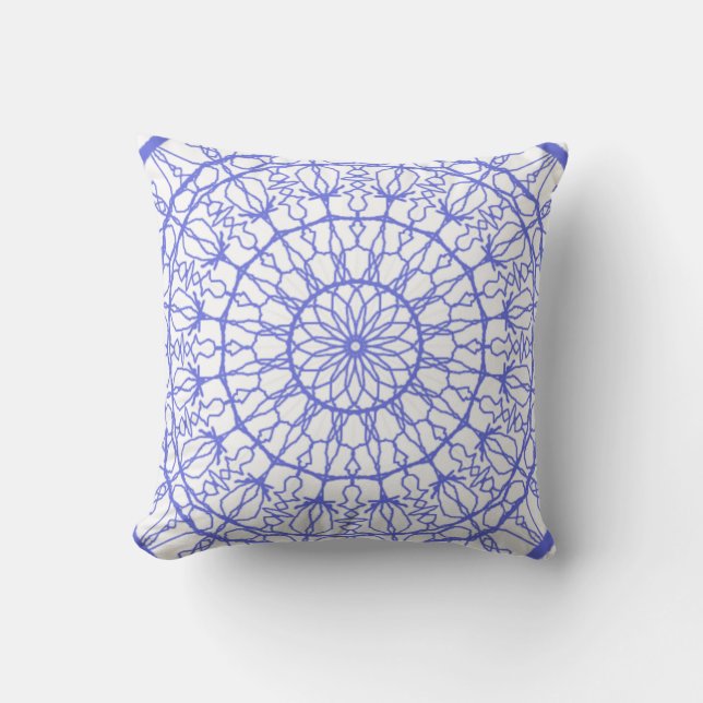 Cojín decorativo Violeta Ligera y Mandala Blanca (Anverso)
