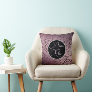 Cojín Decorativo Violeta Oscuro Leopardo Personalizado