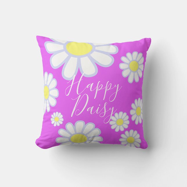 Cojín Decorativo Violeta simple de margarita (Anverso)