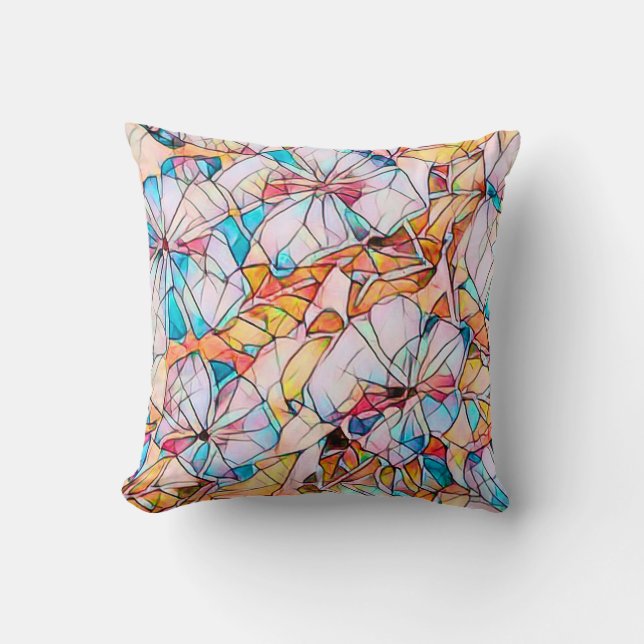 Cojín Decorativo Violetas de vidrio manchado (Anverso)