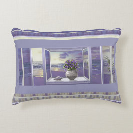 Cojín Decorativo violetas en tarro lunar