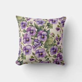 Cojín Decorativo Violetas moradas en blanco