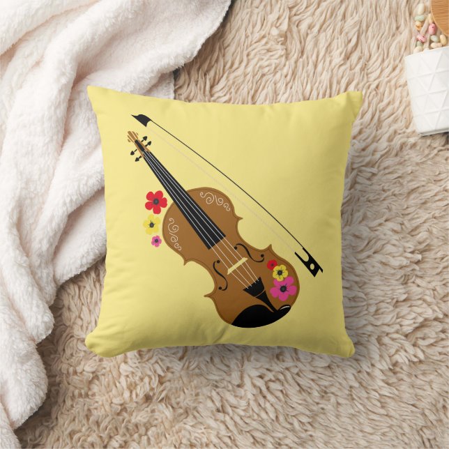 Cojín Decorativo Violín de bonito con flores (Manta)