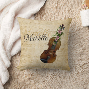 Cojín Decorativo Violín Música de Violinista Personalizada