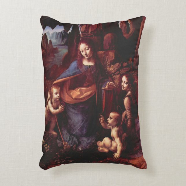 Cojín Decorativo Virgen de las Rocas de Leonardo da Vinci (Frente (Vertical))