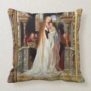 Cojín Decorativo Virgen y niño con tres ángeles, el panel central