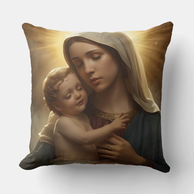 Cojín Decorativo Virgin Mary and Baby Jesus Throw Pillow (Anverso)