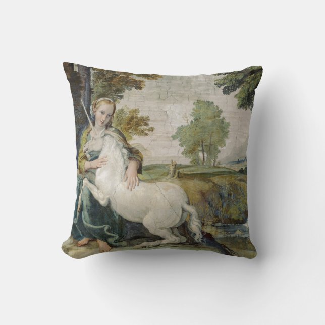 Cojín Decorativo Virgin & Unicorn por Domenichino CIrca 1604 - 1605 (Anverso)