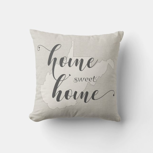 Cojín Decorativo Virginia Occidental - Hogar Sweet Home Burlap-look (Anverso)
