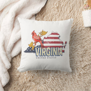 Cojín Decorativo Virginia United States Retro State Map Vintage USA