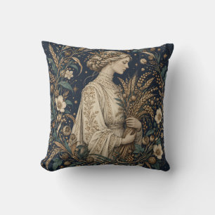 Cojín Decorativo Virgo Medianoche Grabado Botánico