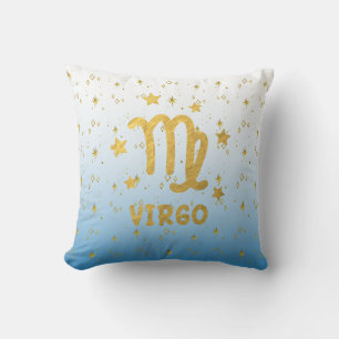 Cojín decorativo Virgo Zodiac Azul y Oro