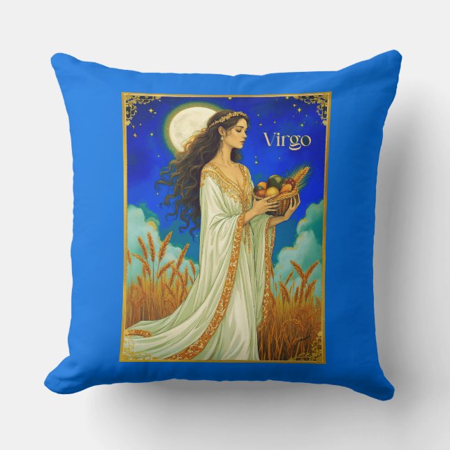 Cojín Decorativo Virgo Zodiac Beauty Under a Night Sky (Anverso)