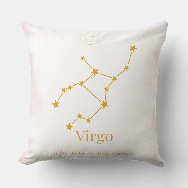 Cojín Decorativo Virgo Zodiac Throw Pillow – Celestial Constellatio (Anverso)