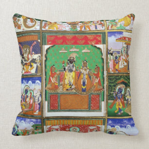 Cojín Decorativo Vishnu en el centro de sus diez avatares, Jaipur,