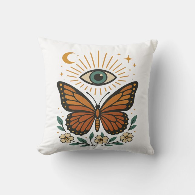 Cojín Decorativo Visión de mariposa mística (Anverso)