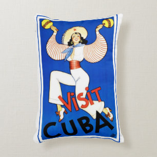Cojín Decorativo Visite La Habana, Cuba, cartel vintage de viaje Ma