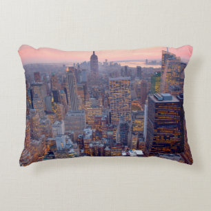 Cojín Decorativo Vista amplia de Manhattan en la puesta del sol