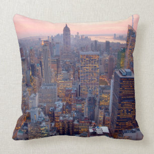 Cojín Decorativo Vista amplia de Manhattan en la puesta del sol