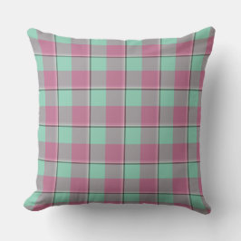 Cojín Decorativo Vista Blue and Turkish Rose Pink Plaid Green