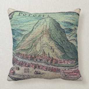 Cojín Decorativo Vista de la ciudad de Potosi, Bolivia, con su famo