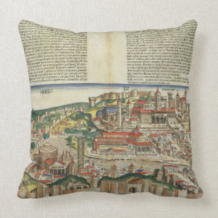 Cojín Decorativo Vista de la ciudad de Roma, de la Nuremberg Chron