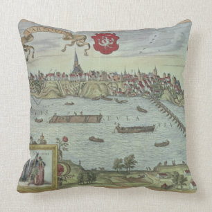 Cojín Decorativo Vista de la ciudad de Varsovia al lado del río