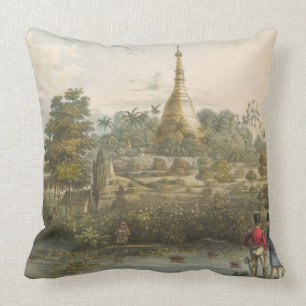 Cojín Decorativo Vista de la gran pagoda de Dagon en Rangoon del