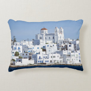 Cojín Decorativo Vista de la isla de Naoussa Village Paros