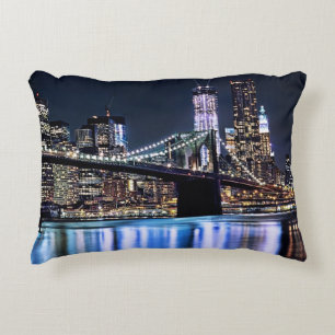 Cojín Decorativo Vista de la reflexión del puente de Brooklyn de