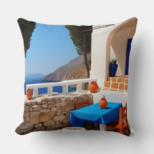 Cojín Decorativo Vista de Terraza Mediterránea