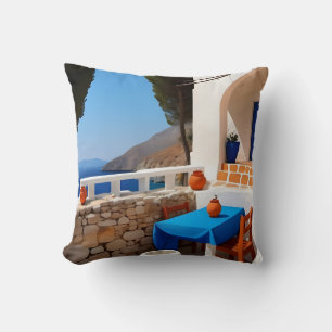 Cojín Decorativo Vista de Terraza Mediterránea