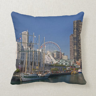 Cojín Decorativo Vista del muelle naval 2 de Chicago