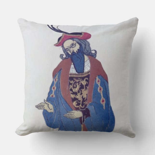 Cojín Decorativo Vista el diseño para la Azul-Barba, del Beaut el (Anverso)