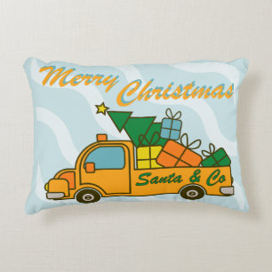 Cojín Decorativo Vista lateral del camión Santa Feliz Navidad