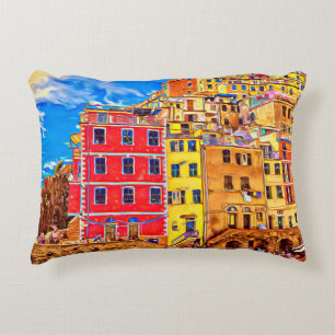 Cojín Decorativo Vistas a las casas coloridas de Cinque Terre, Ital